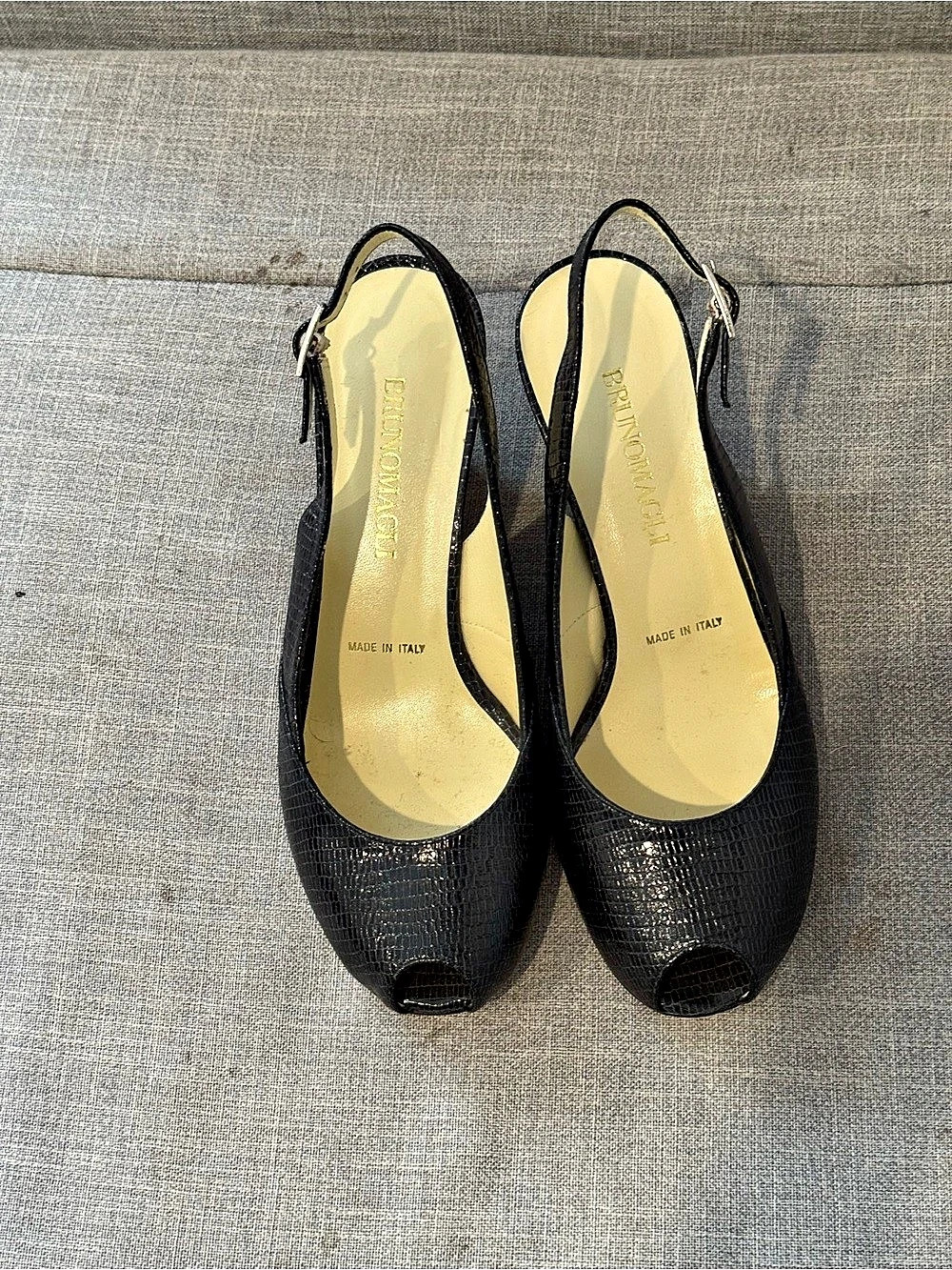 Bruno Magli Black Open-Toe Slingback Heels 7.5 M New